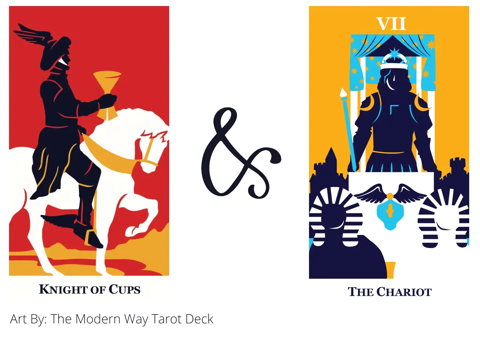 knight of cups and the chariot tarot cards together