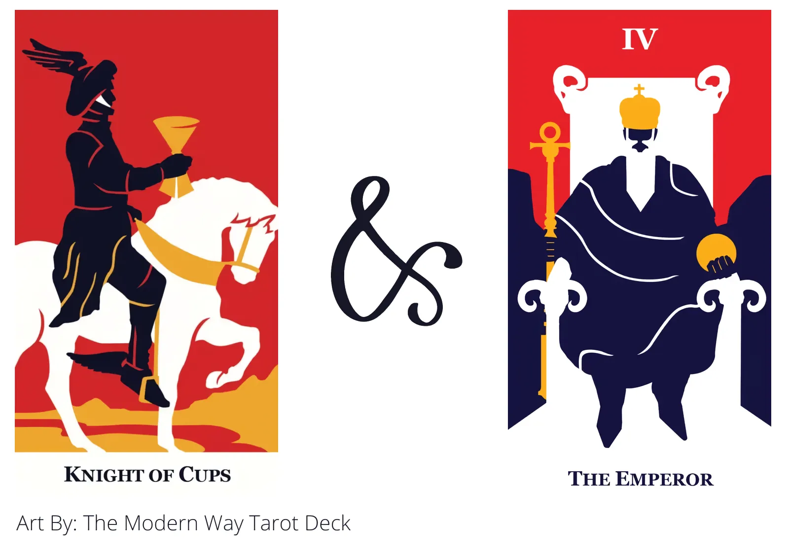 knight of cups and the emperor tarot cards together