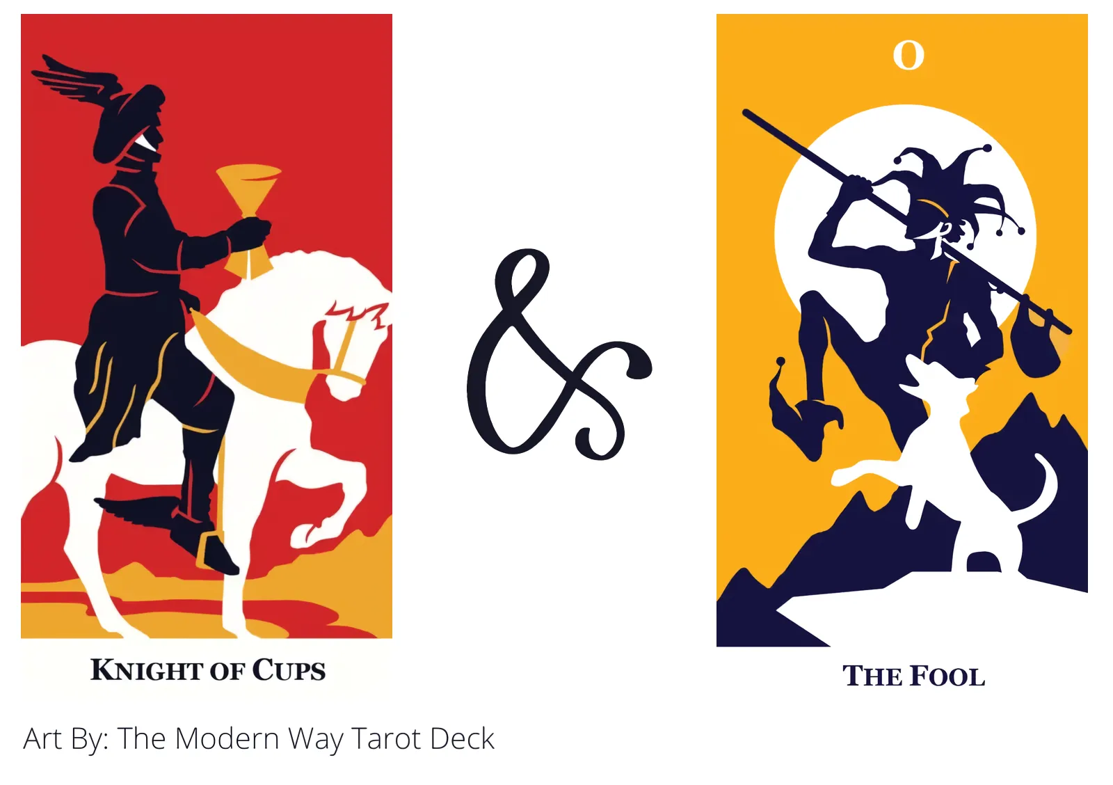 knight of cups and the fool tarot cards together