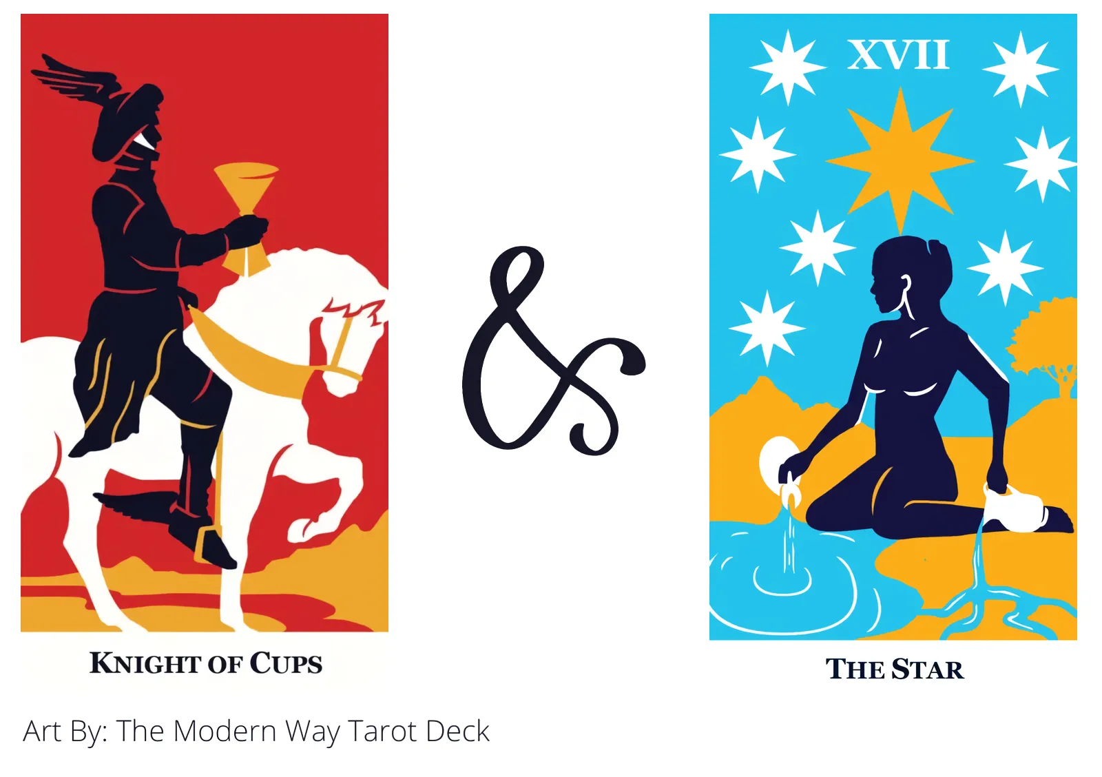 knight of cups and the star tarot cards together