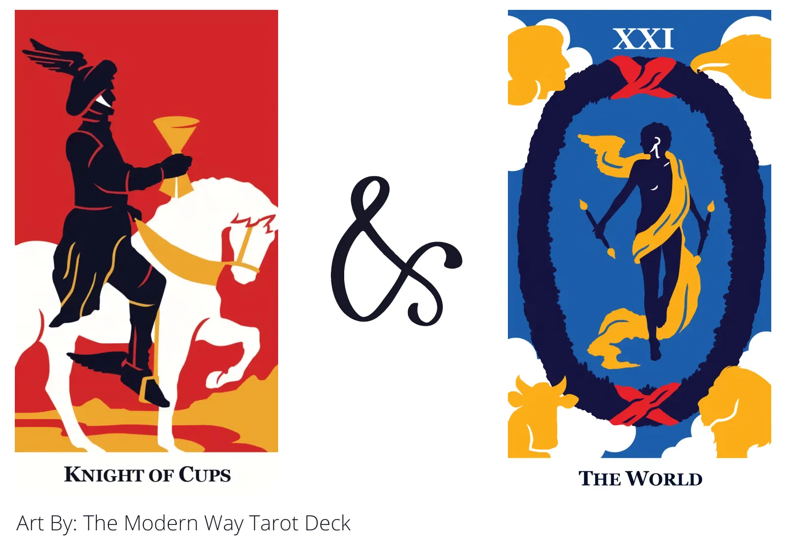 knight of cups and the world tarot cards together