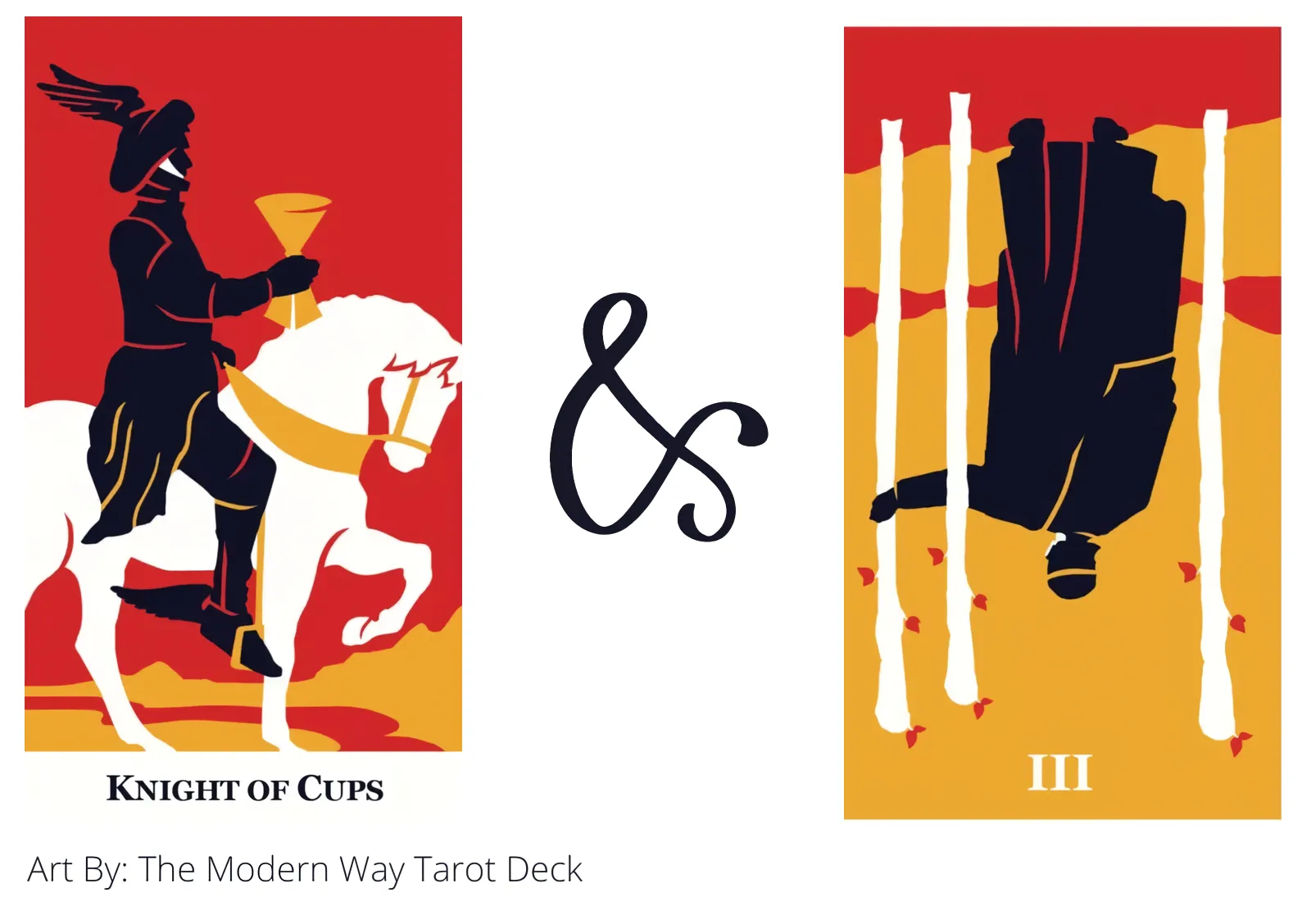 knight of cups and three of wands reversed tarot cards together