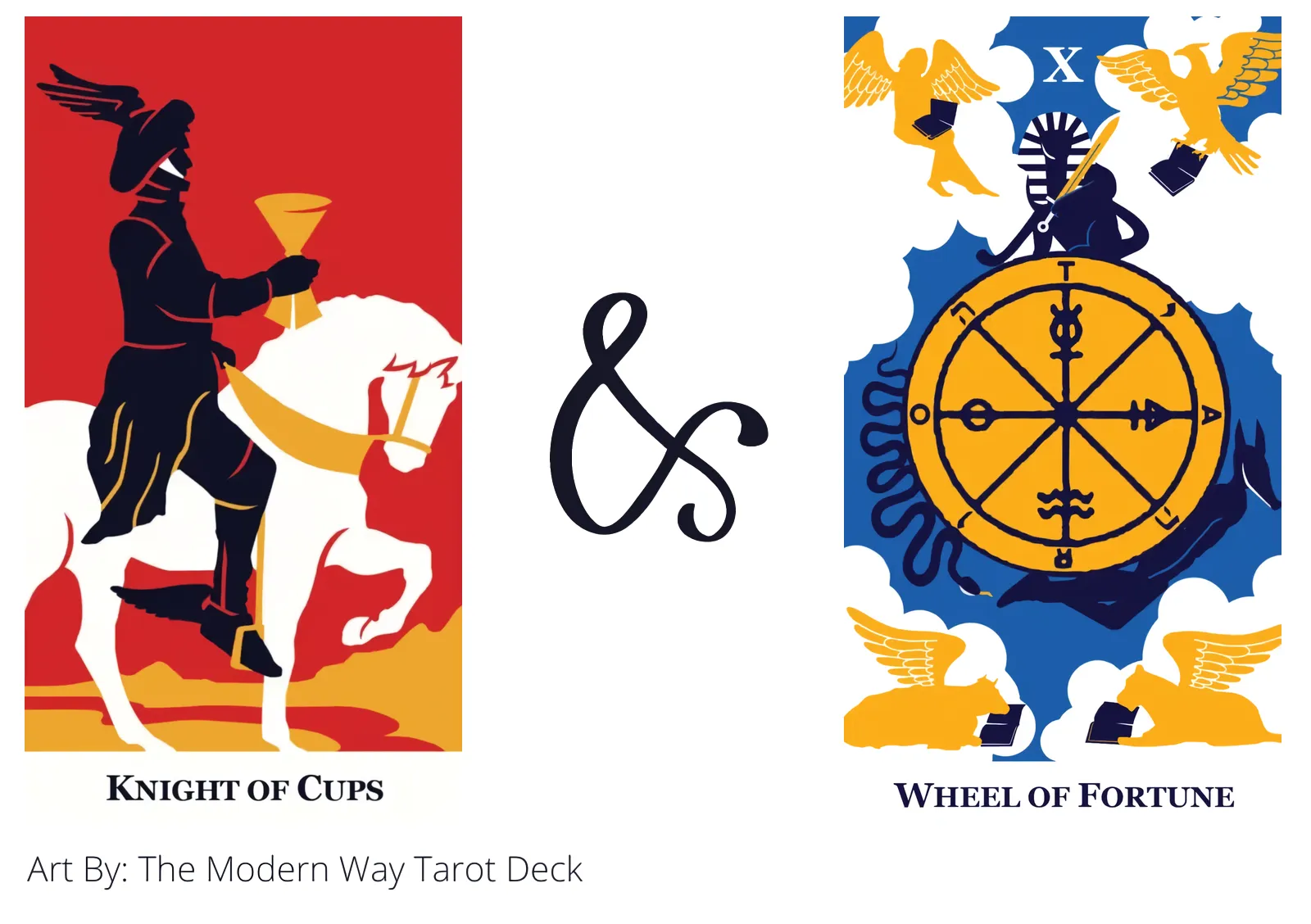 knight of cups and wheel of fortune tarot cards together