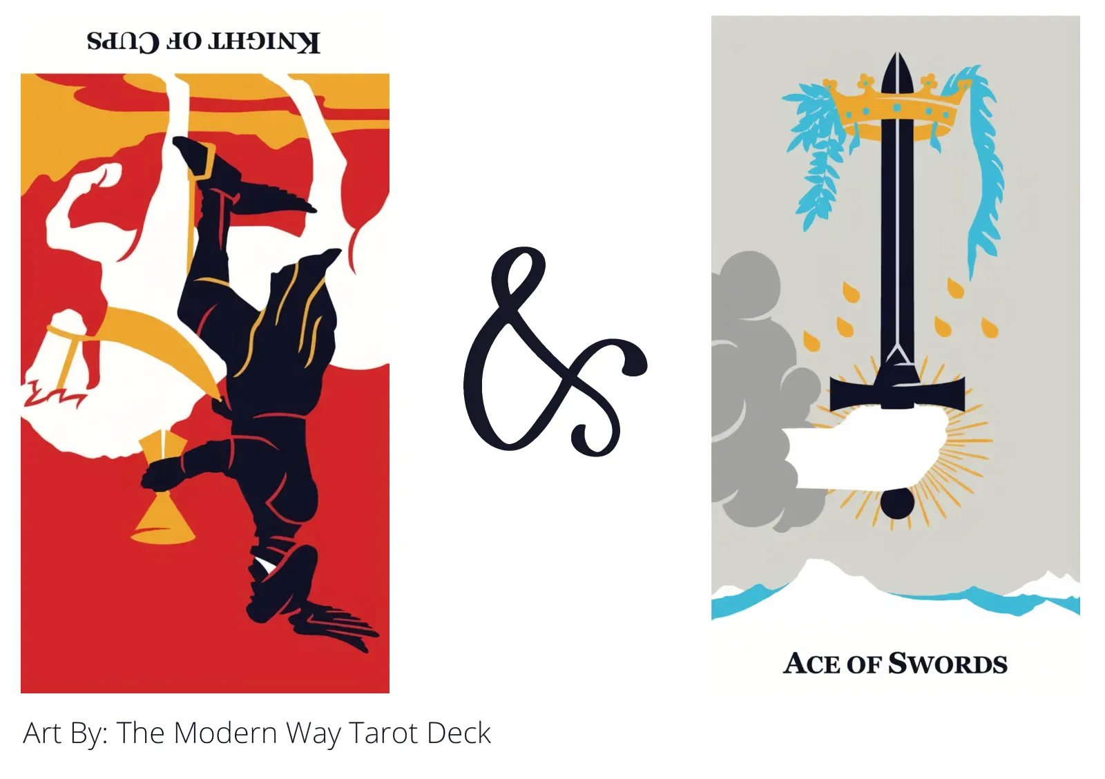 knight of cups reversed and ace of swords tarot cards together