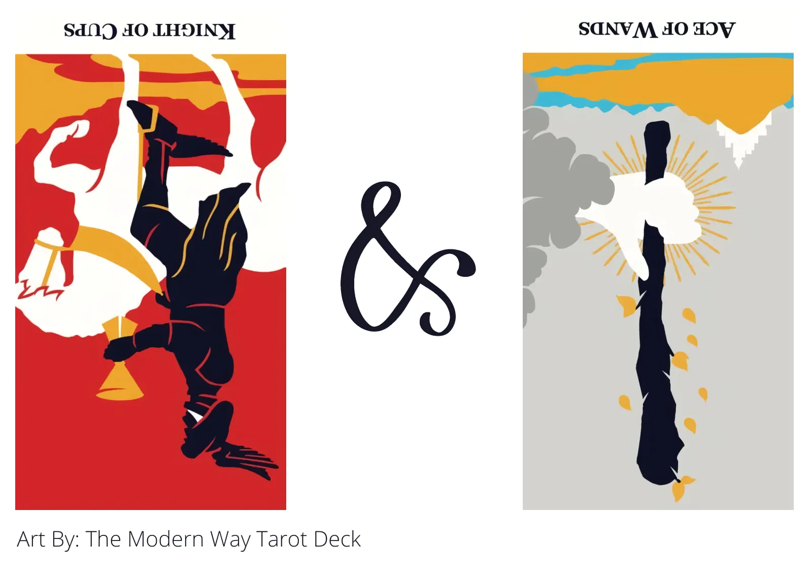 knight of cups reversed and ace of wands reversed tarot cards together