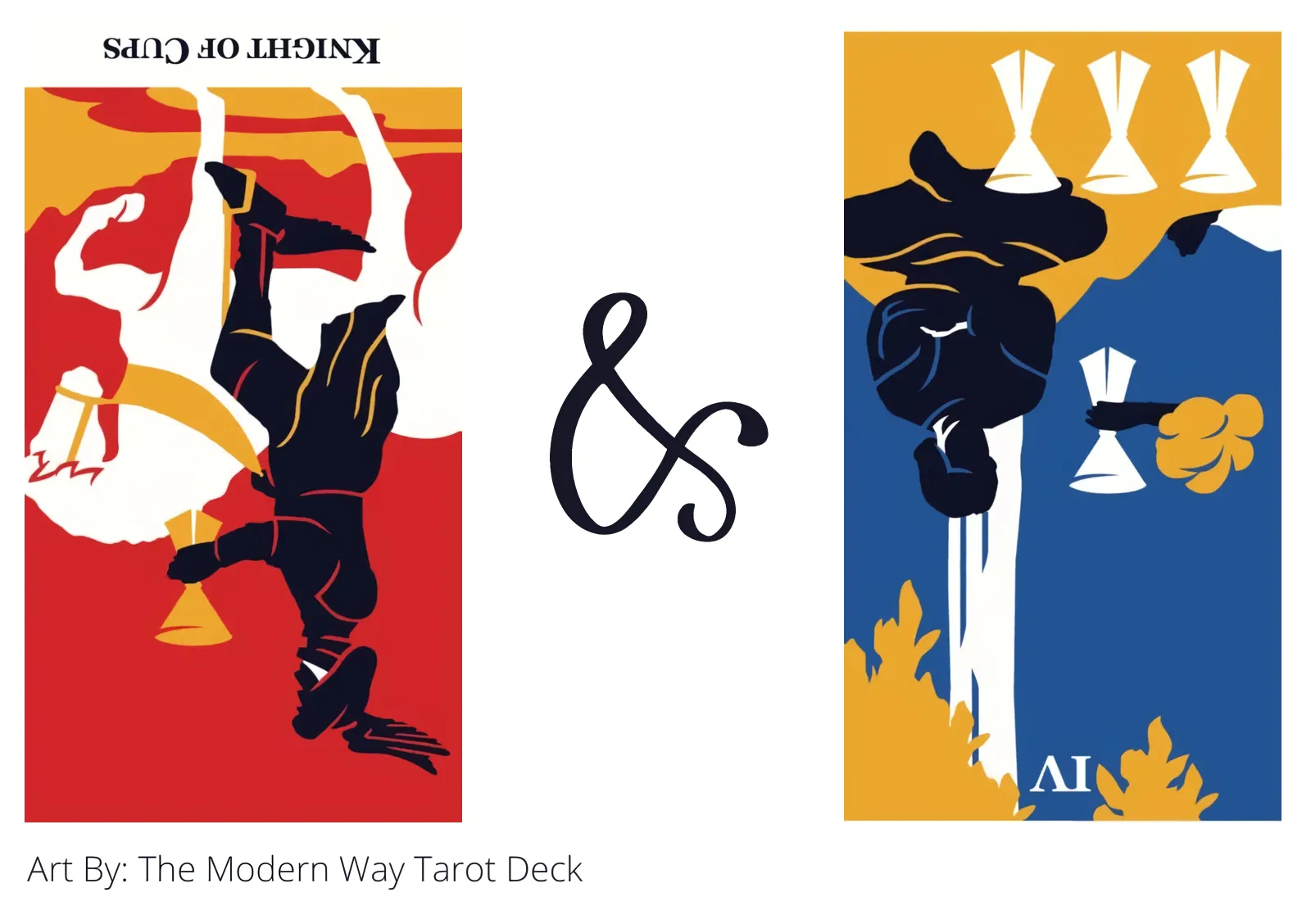 knight of cups reversed and four of cups reversed tarot cards together
