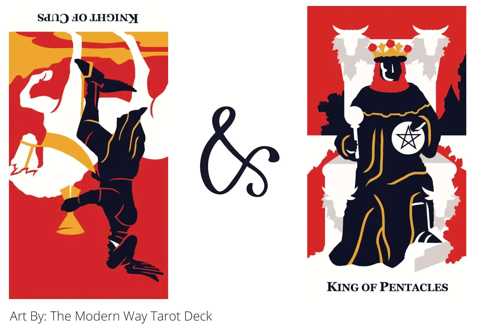 knight of cups reversed and king of pentacles tarot cards together