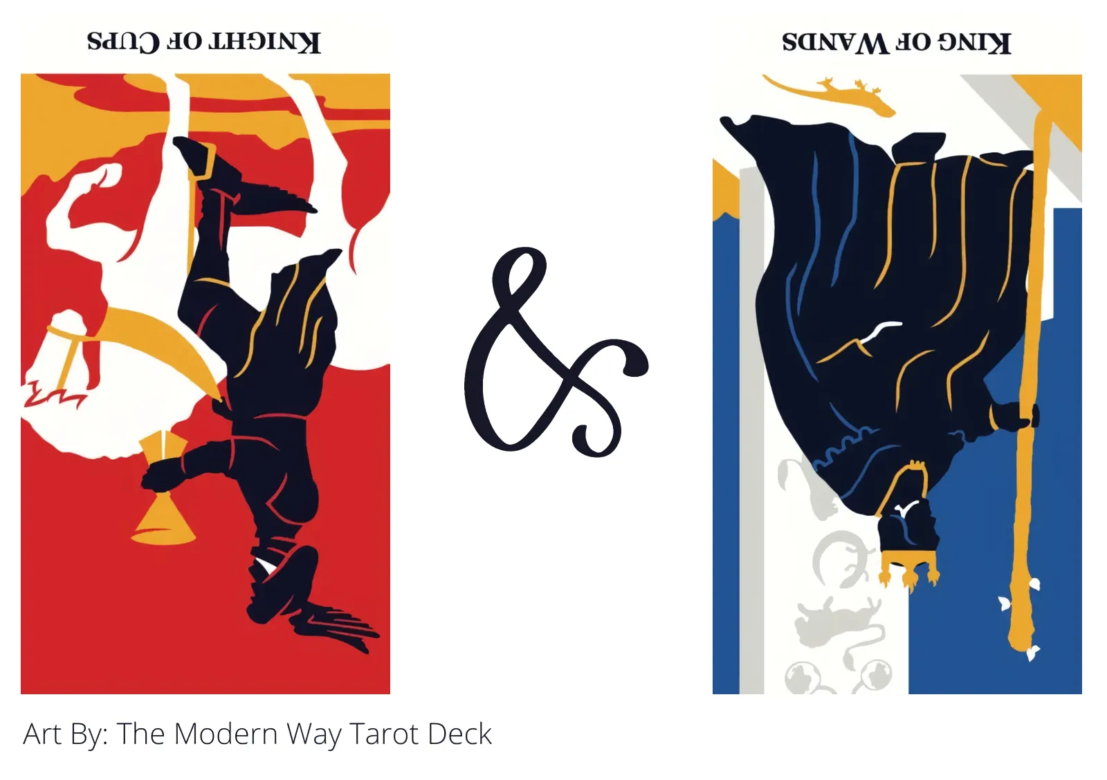 knight of cups reversed and king of wands reversed tarot cards together