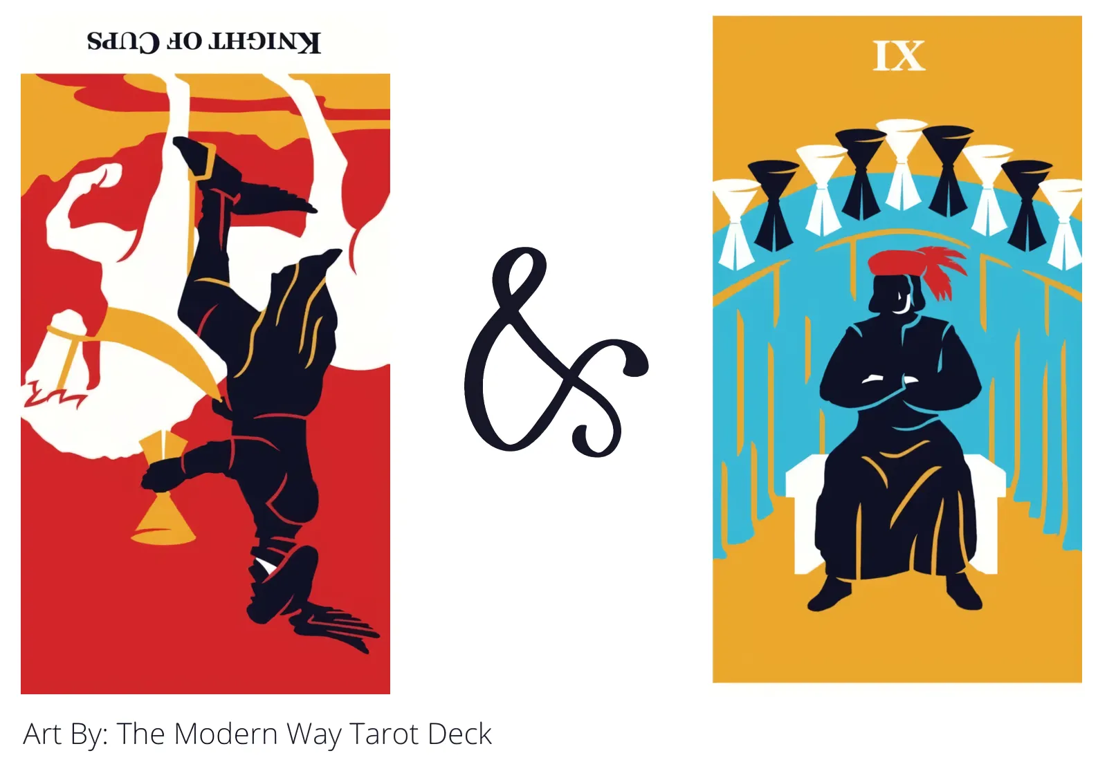 knight of cups reversed and nine of cups tarot cards together
