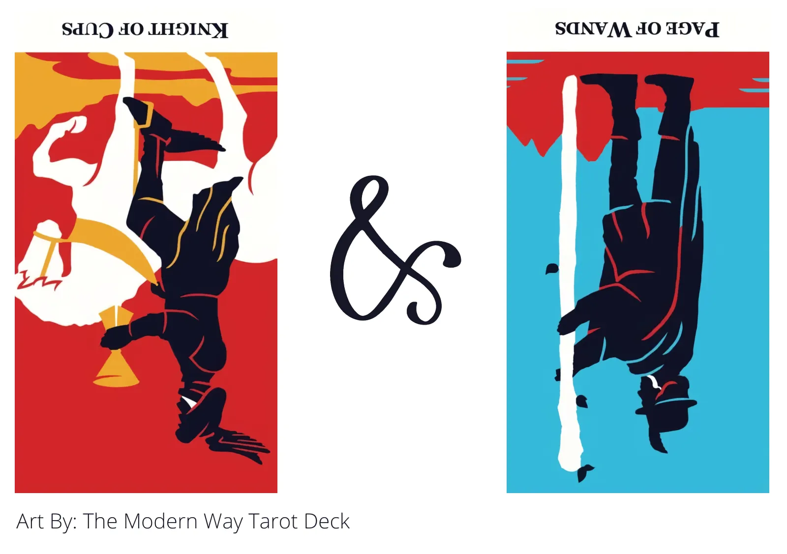 knight of cups reversed and page of wands reversed tarot cards together