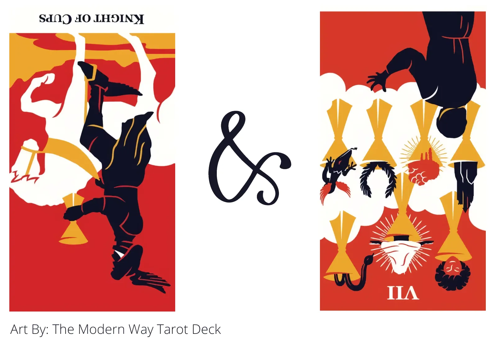 knight of cups reversed and seven of cups reversed tarot cards together