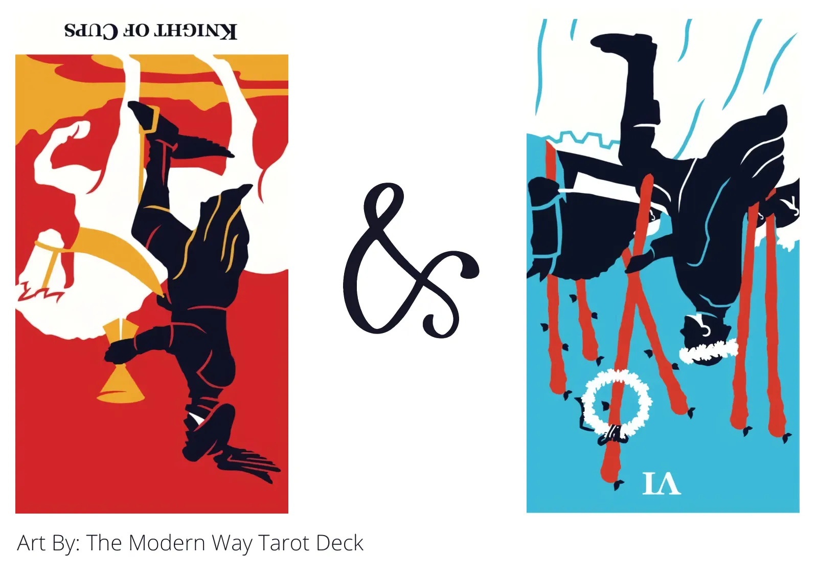 knight of cups reversed and six of wands reversed tarot cards together