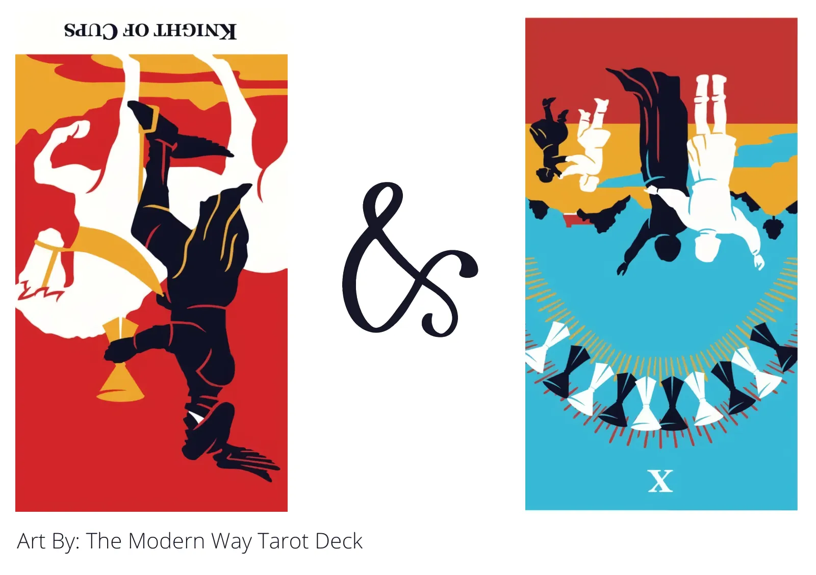 knight of cups reversed and ten of cups reversed tarot cards together