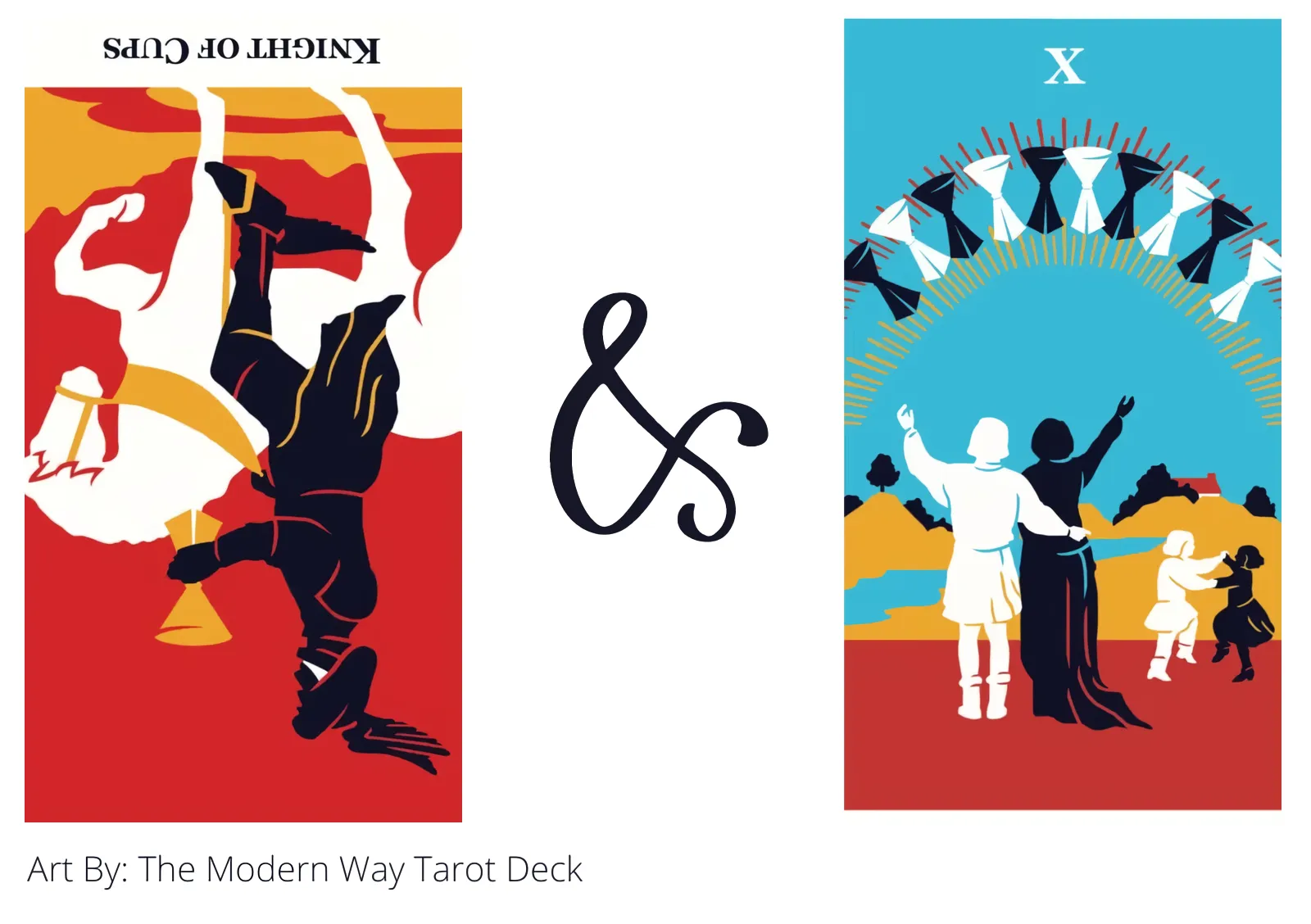 knight of cups reversed and ten of cups tarot cards together