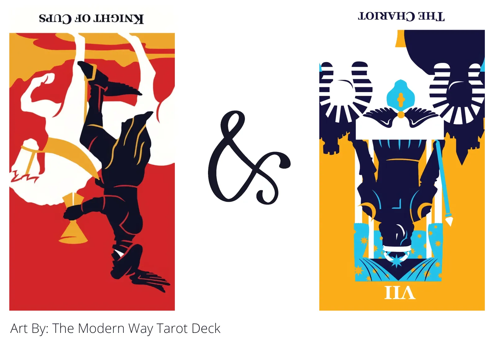 knight of cups reversed and the chariot reversed tarot cards together