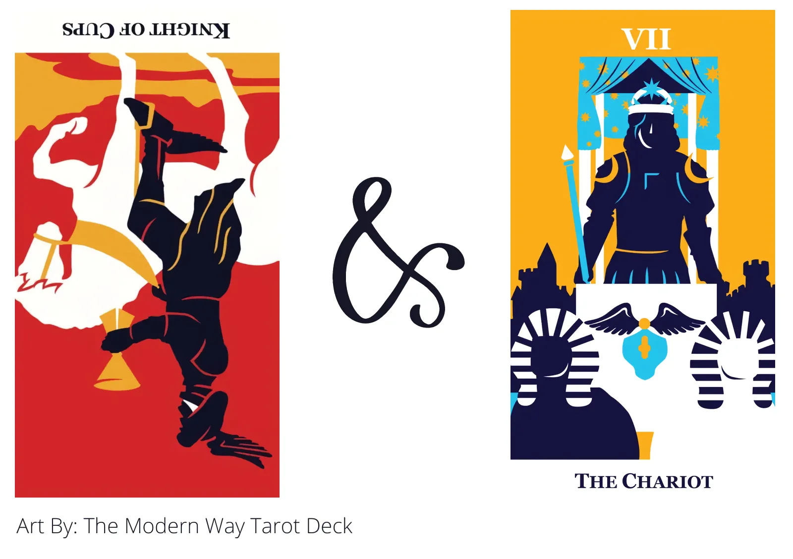 knight of cups reversed and the chariot tarot cards together