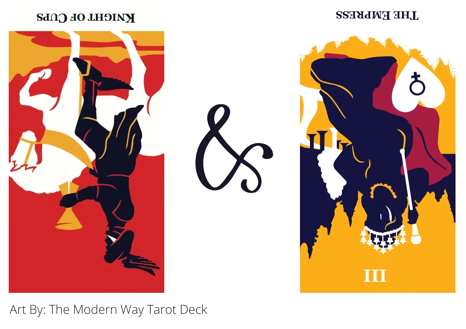 knight of cups reversed and the empress reversed tarot cards together