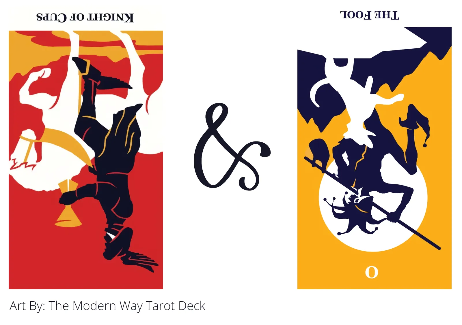 knight of cups reversed and the fool reversed tarot cards together