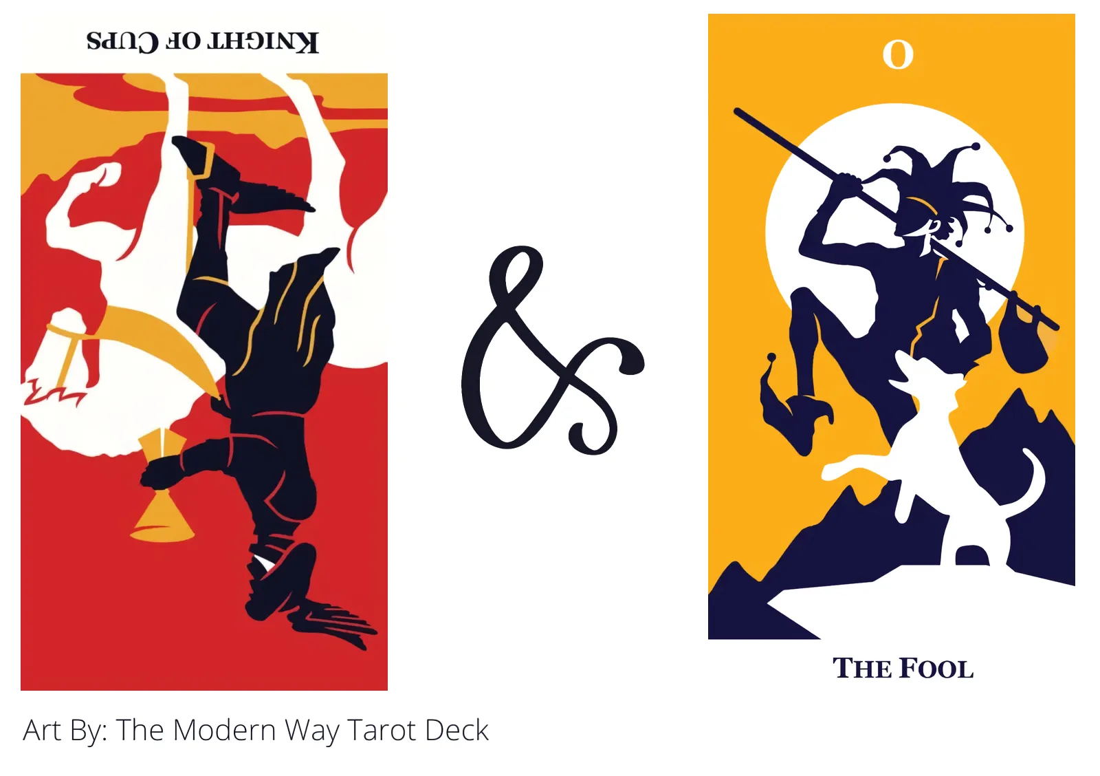 knight of cups reversed and the fool tarot cards together