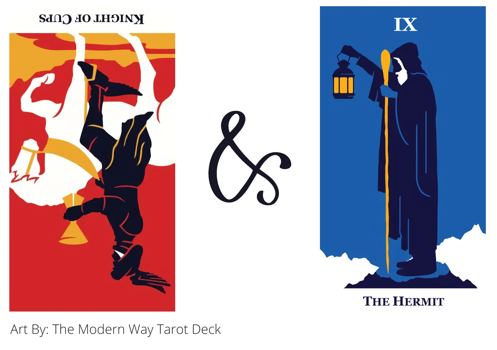 knight of cups reversed and the hermit tarot cards together