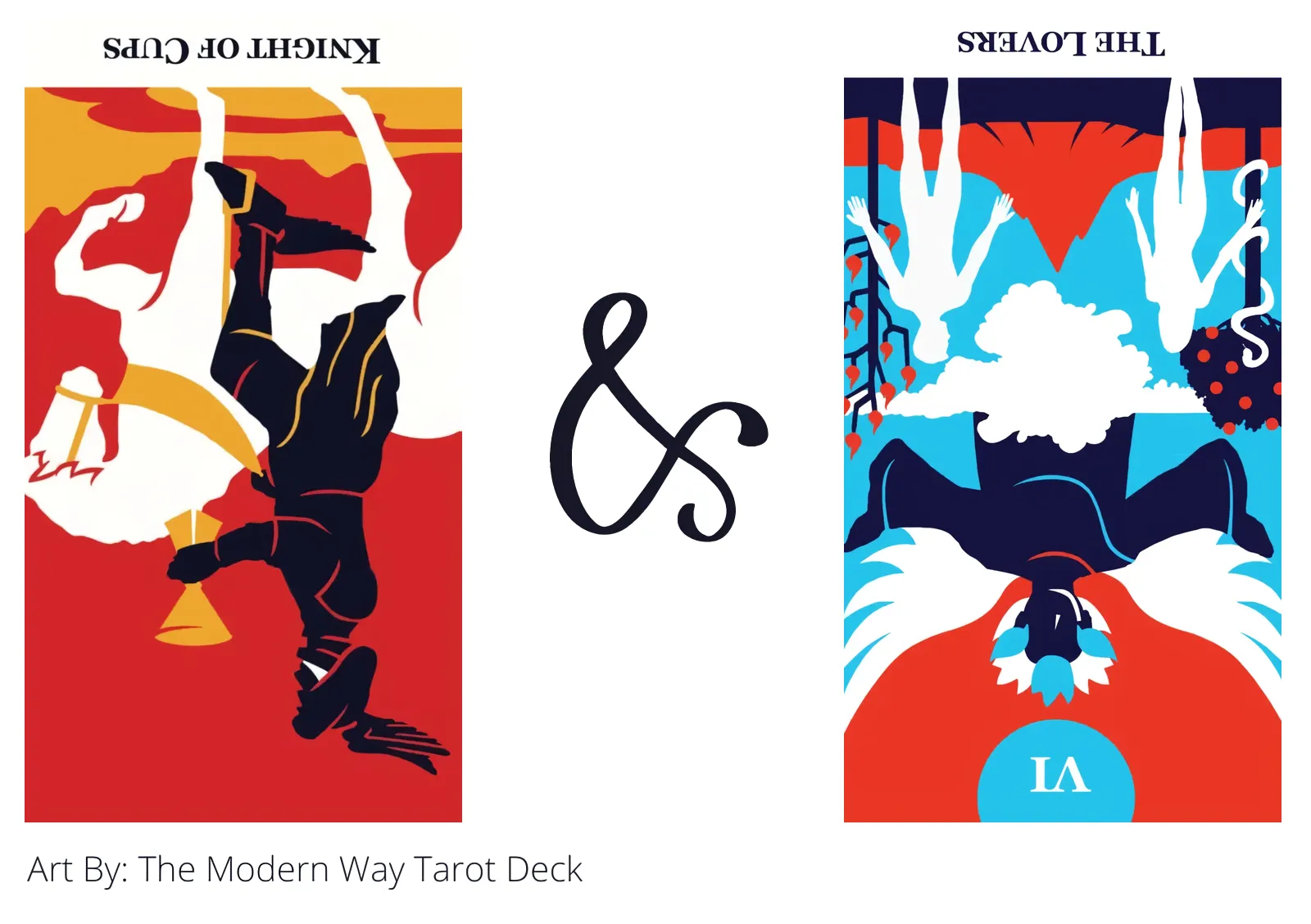 knight of cups reversed and the lovers reversed tarot cards together