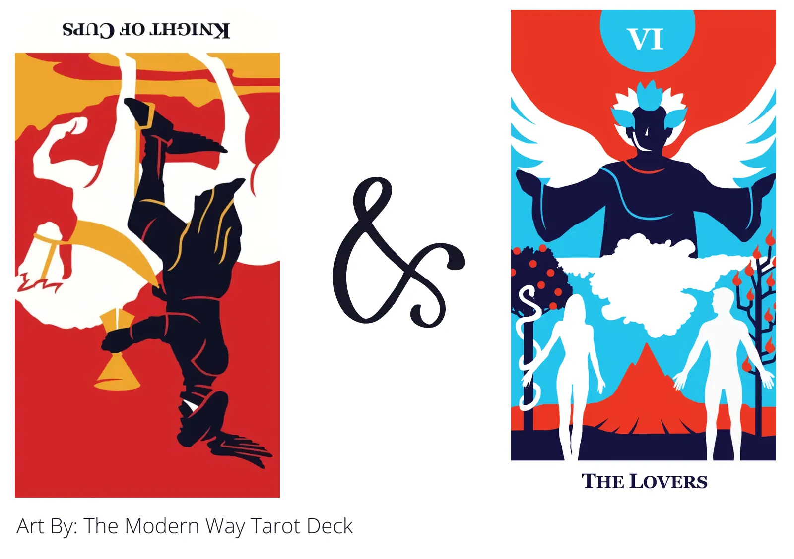 knight of cups reversed and the lovers tarot cards together