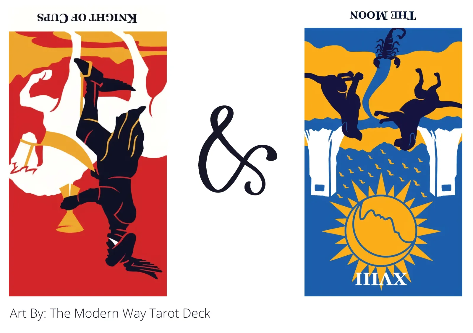 knight of cups reversed and the moon reversed tarot cards together