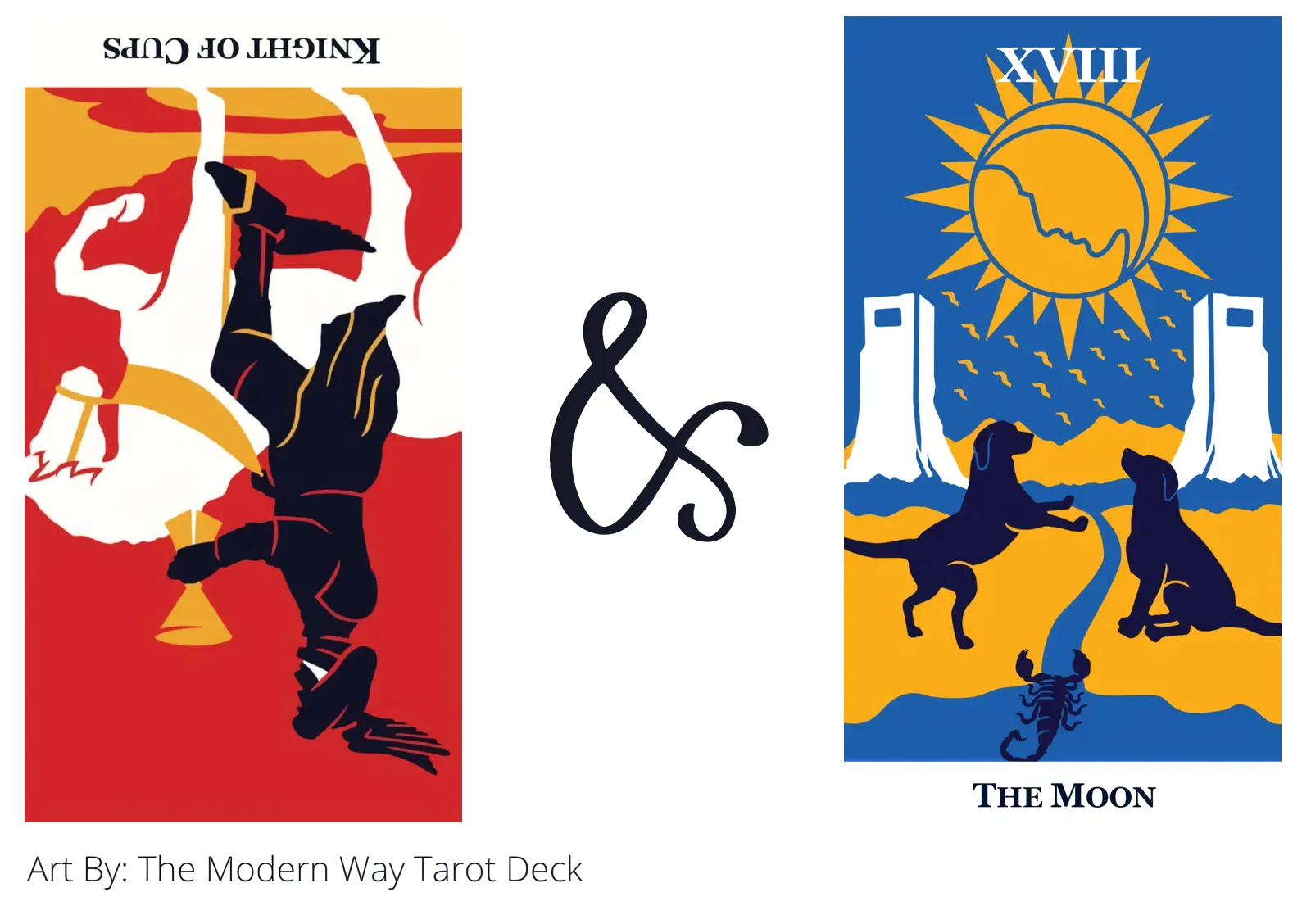 knight of cups reversed and the moon tarot cards together