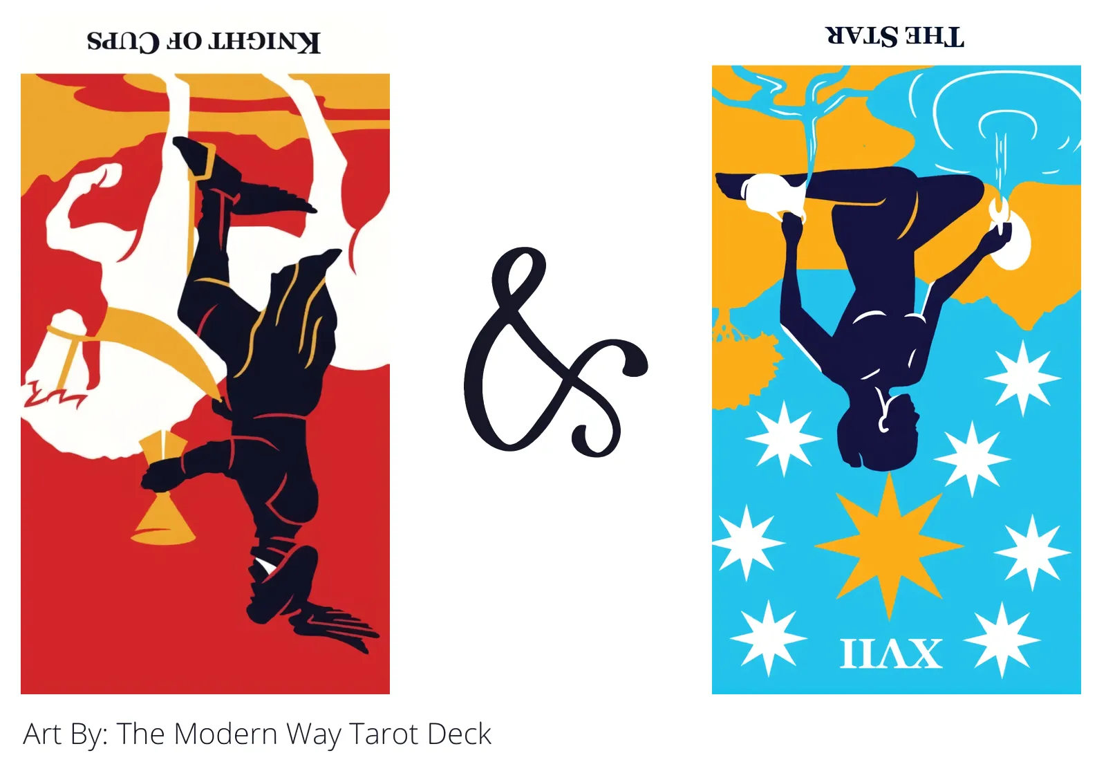 knight of cups reversed and the star reversed tarot cards together