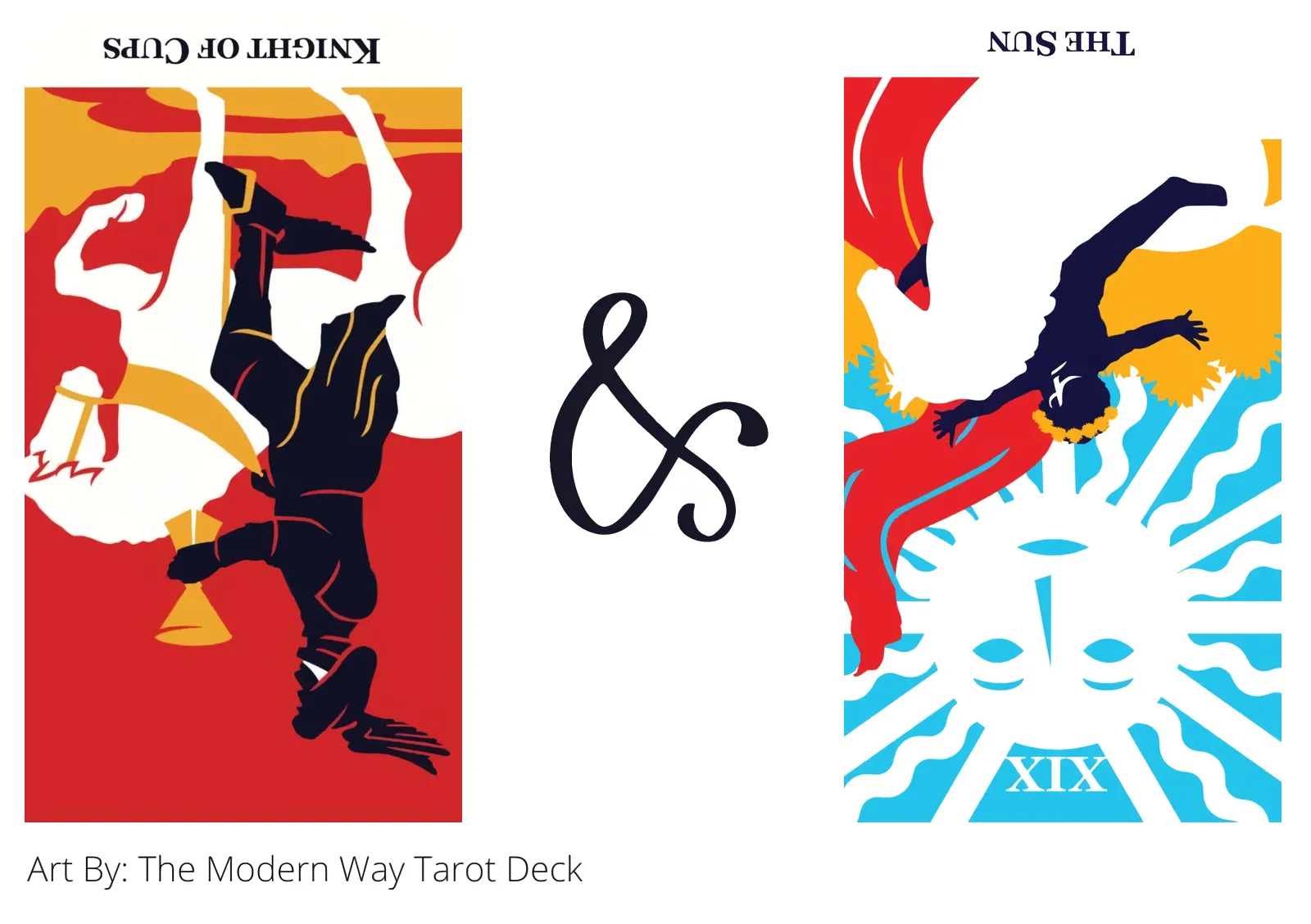knight of cups reversed and the sun reversed tarot cards together