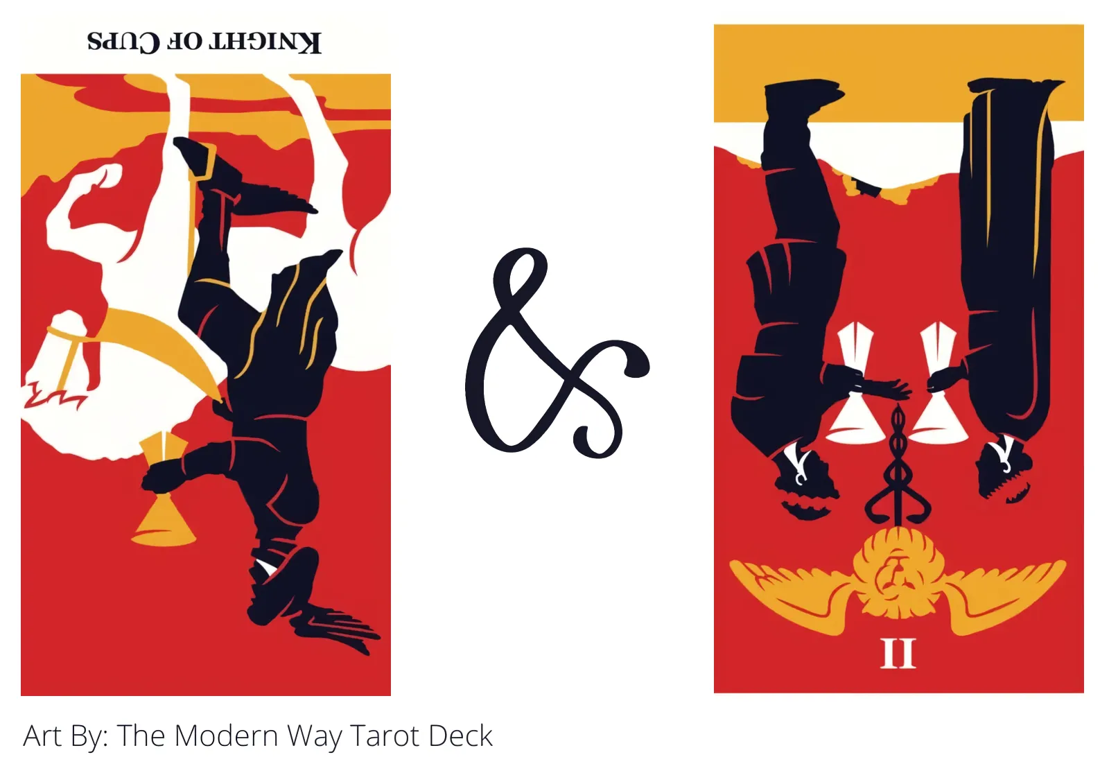 knight of cups reversed and two of cups reversed tarot cards together