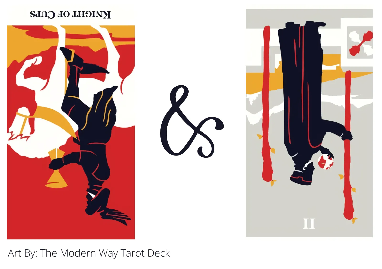 knight of cups reversed and two of wands reversed tarot cards together