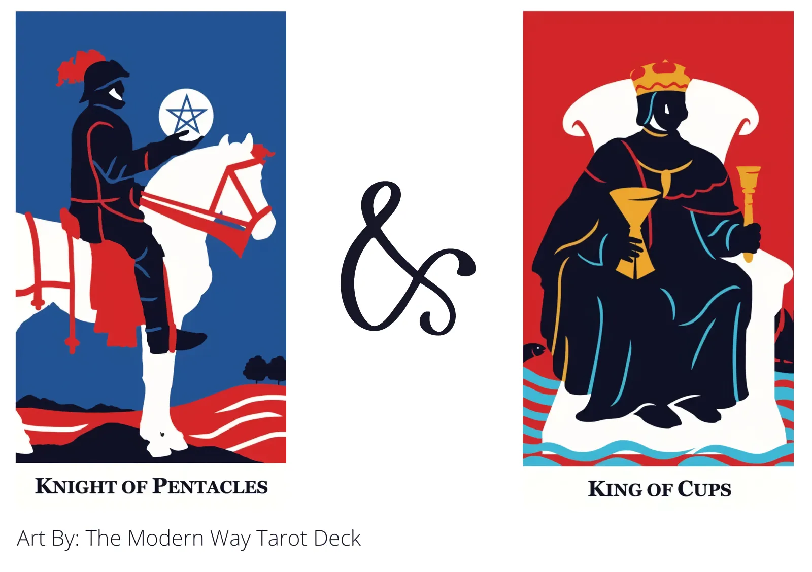 knight of pentacles and king of cups tarot cards together