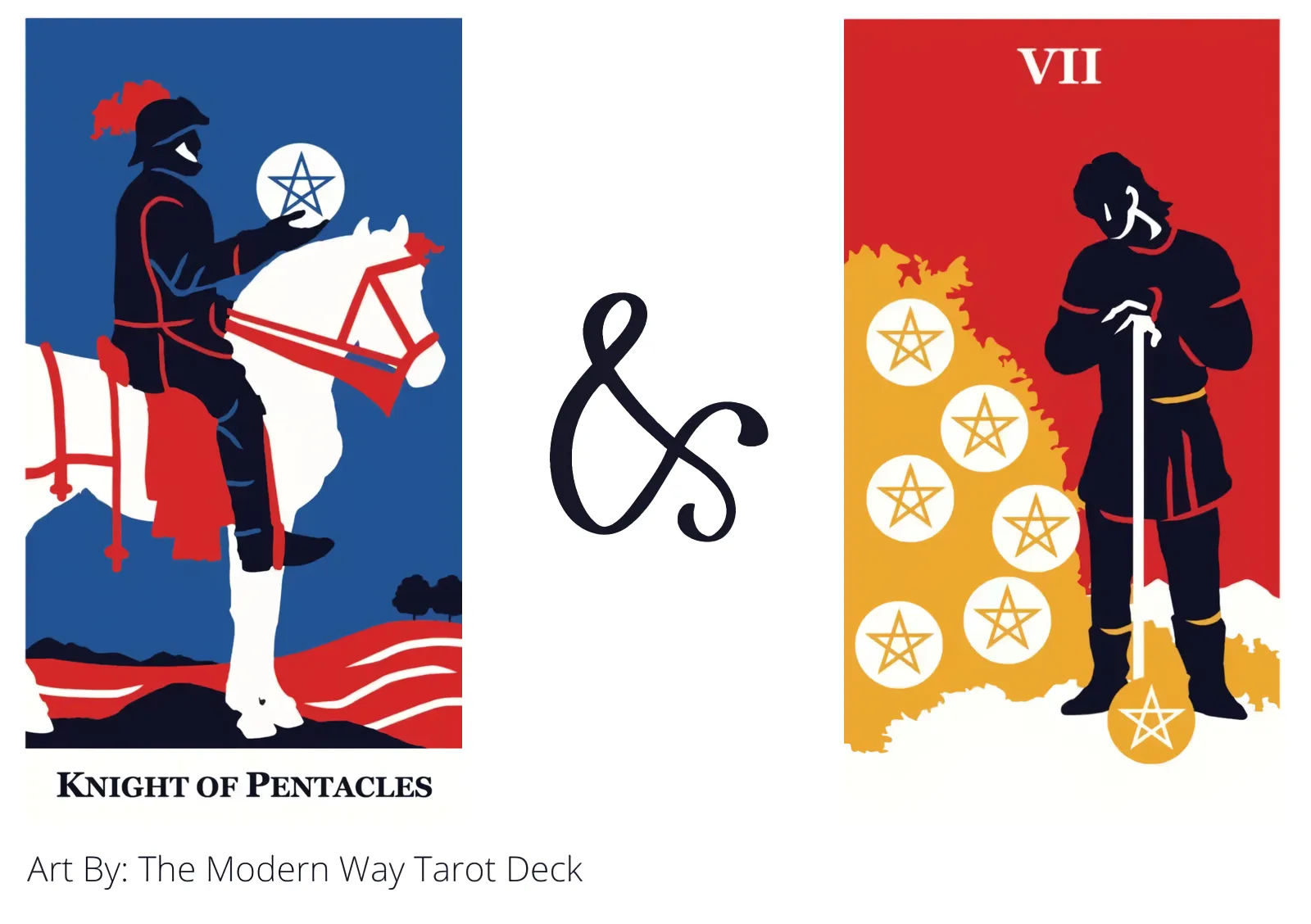 knight of pentacles and seven of pentacles tarot cards together