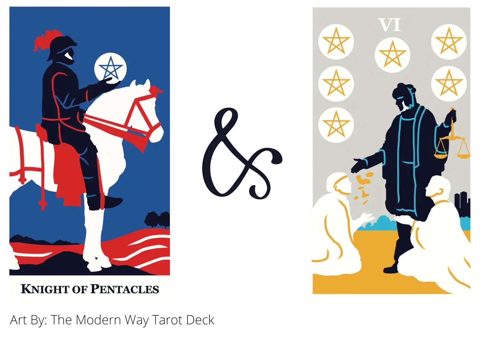 knight of pentacles and six of pentacles tarot cards together