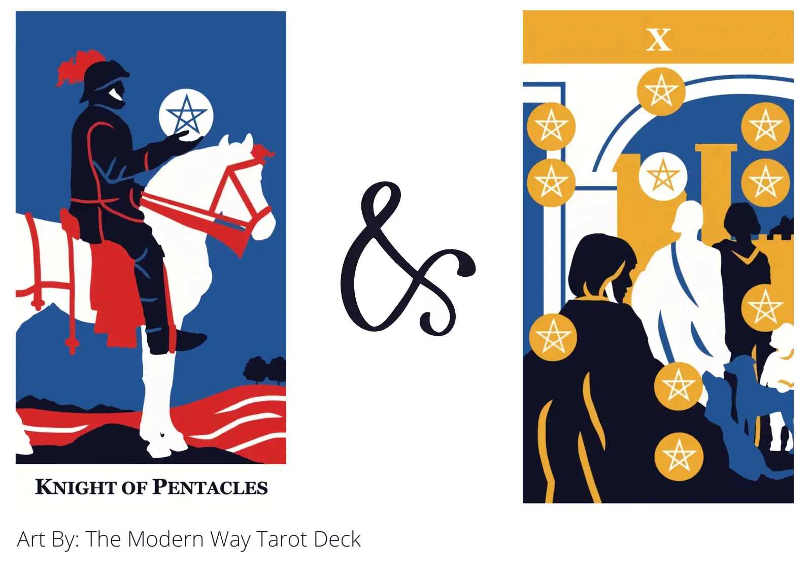 knight of pentacles and ten of pentacles tarot cards together