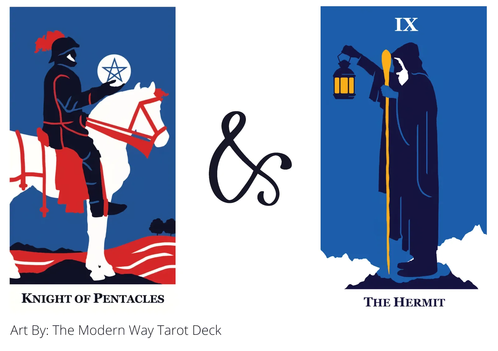 knight of pentacles and the hermit tarot cards together