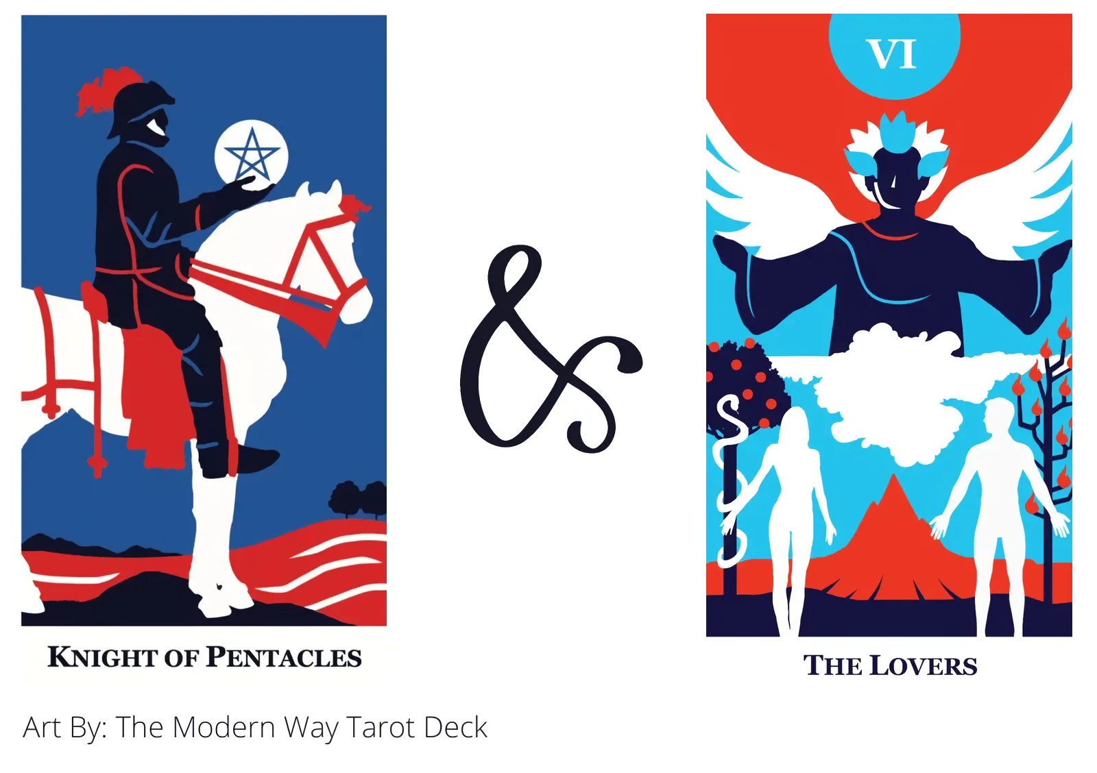 knight of pentacles and the lovers tarot cards together