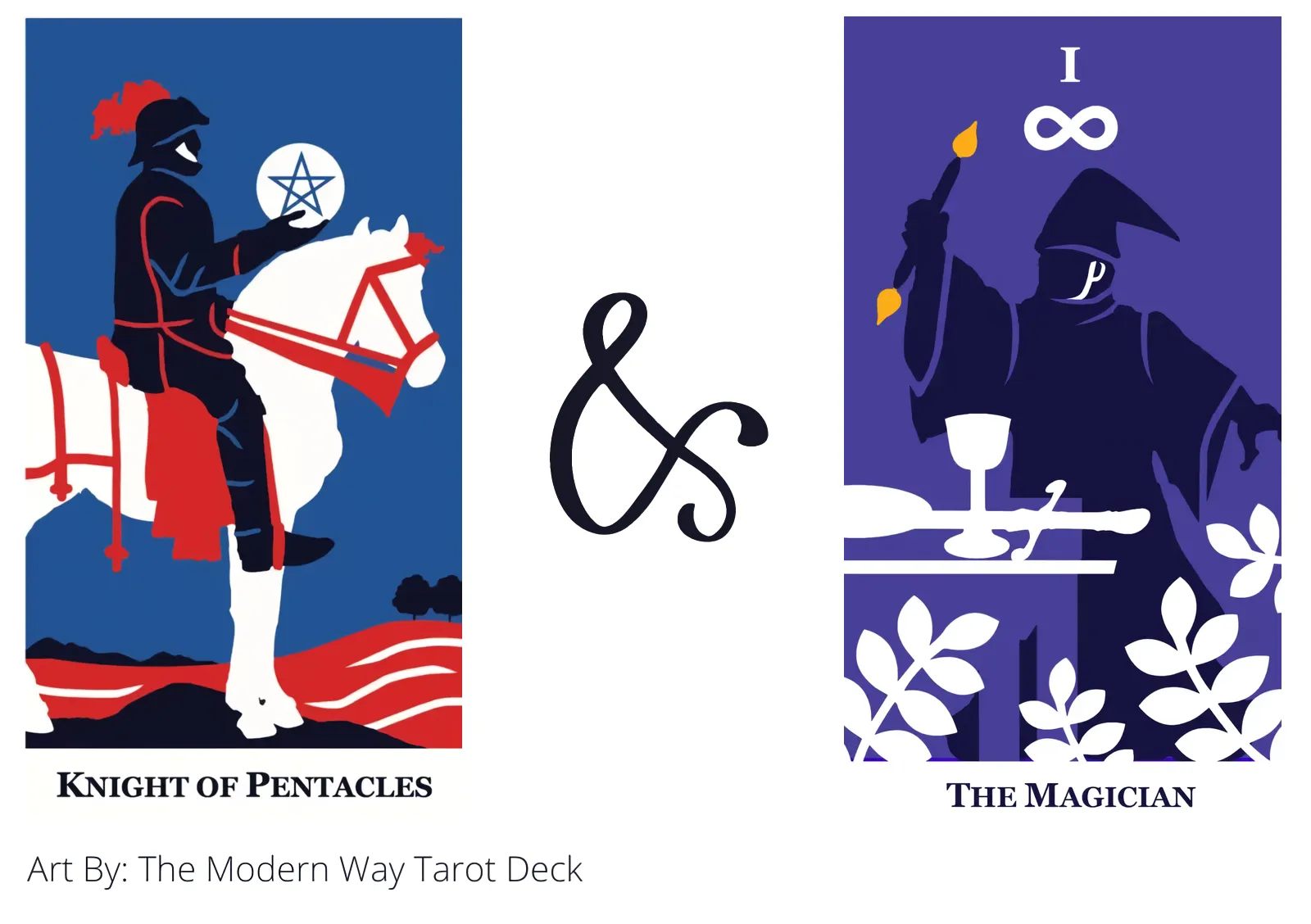 knight of pentacles and the magician tarot cards together