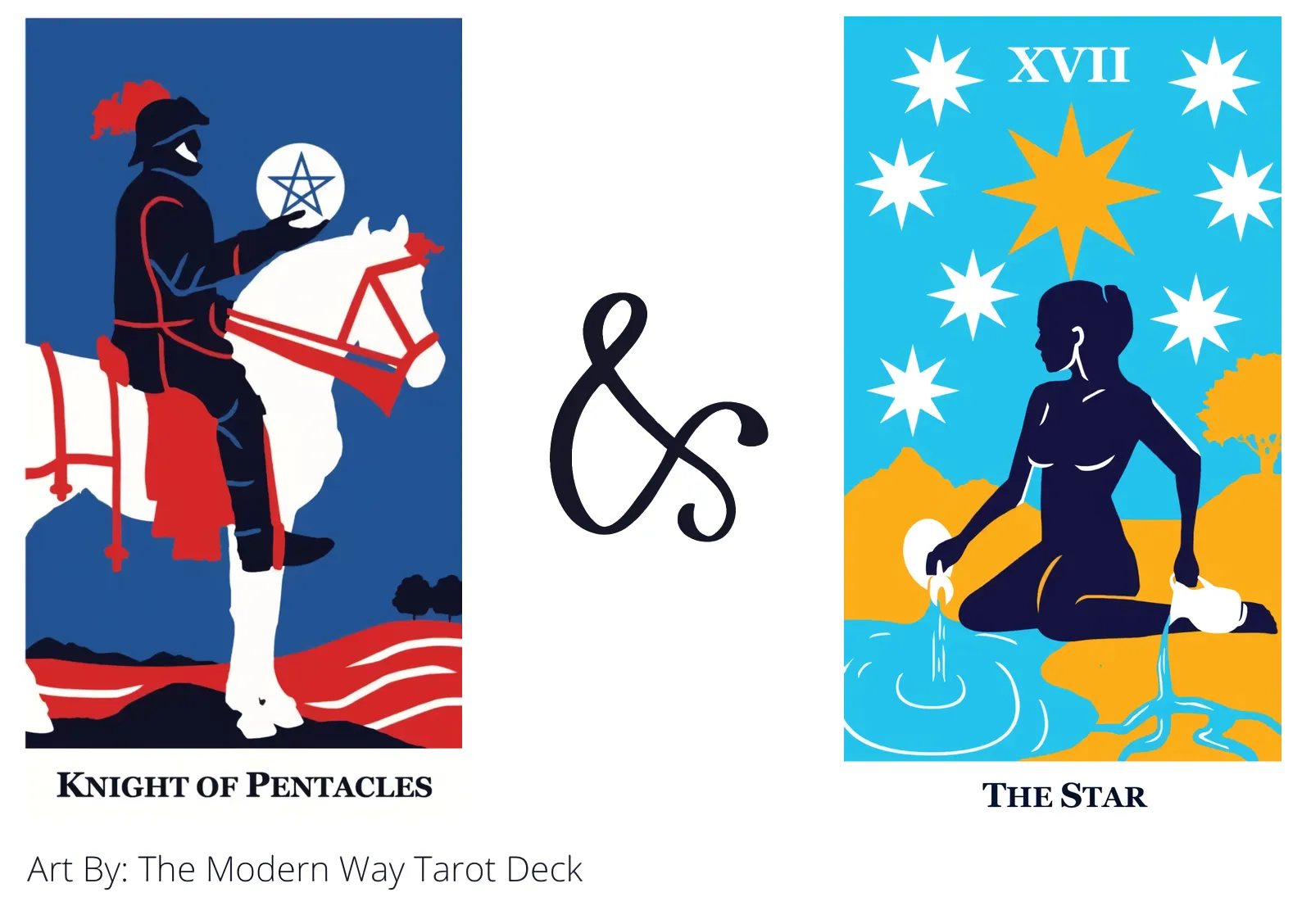knight of pentacles and the star tarot cards together