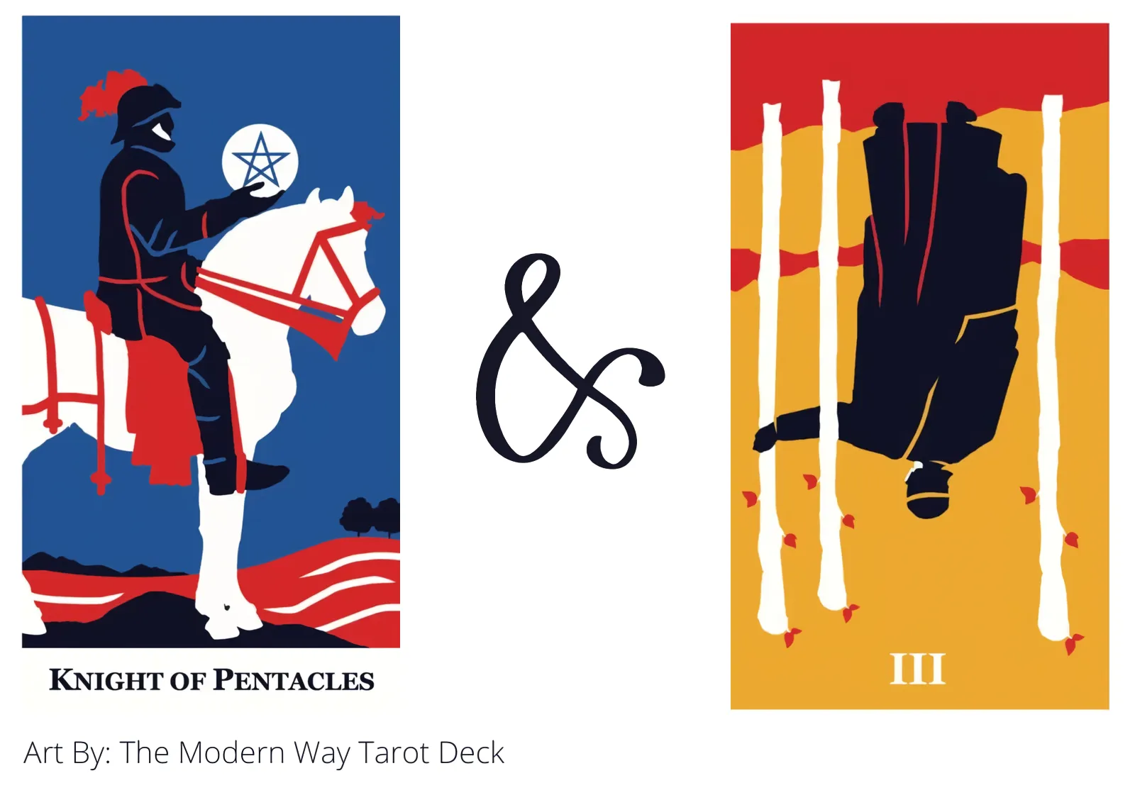 knight of pentacles and three of wands reversed tarot cards together
