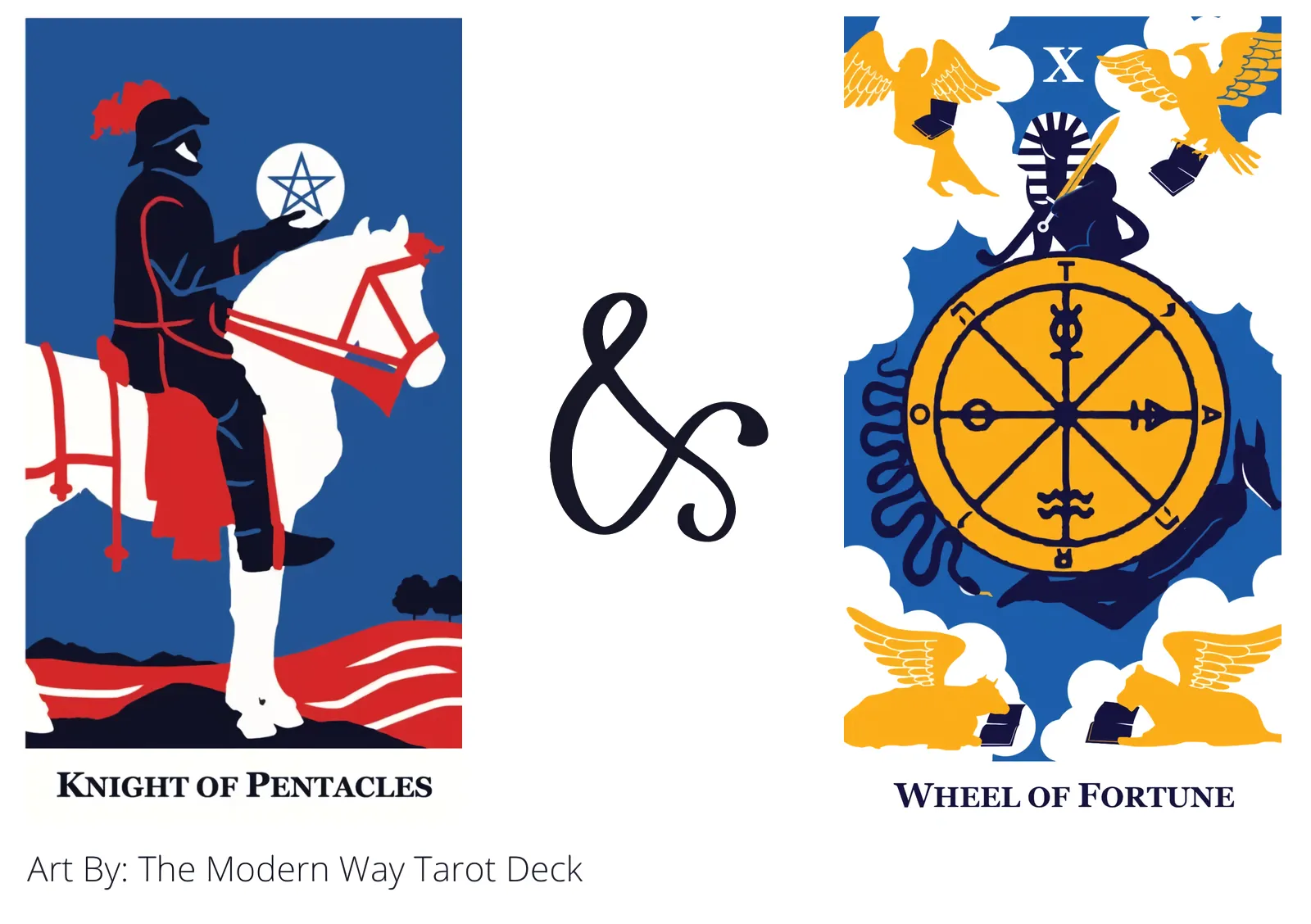 knight of pentacles and wheel of fortune tarot cards together