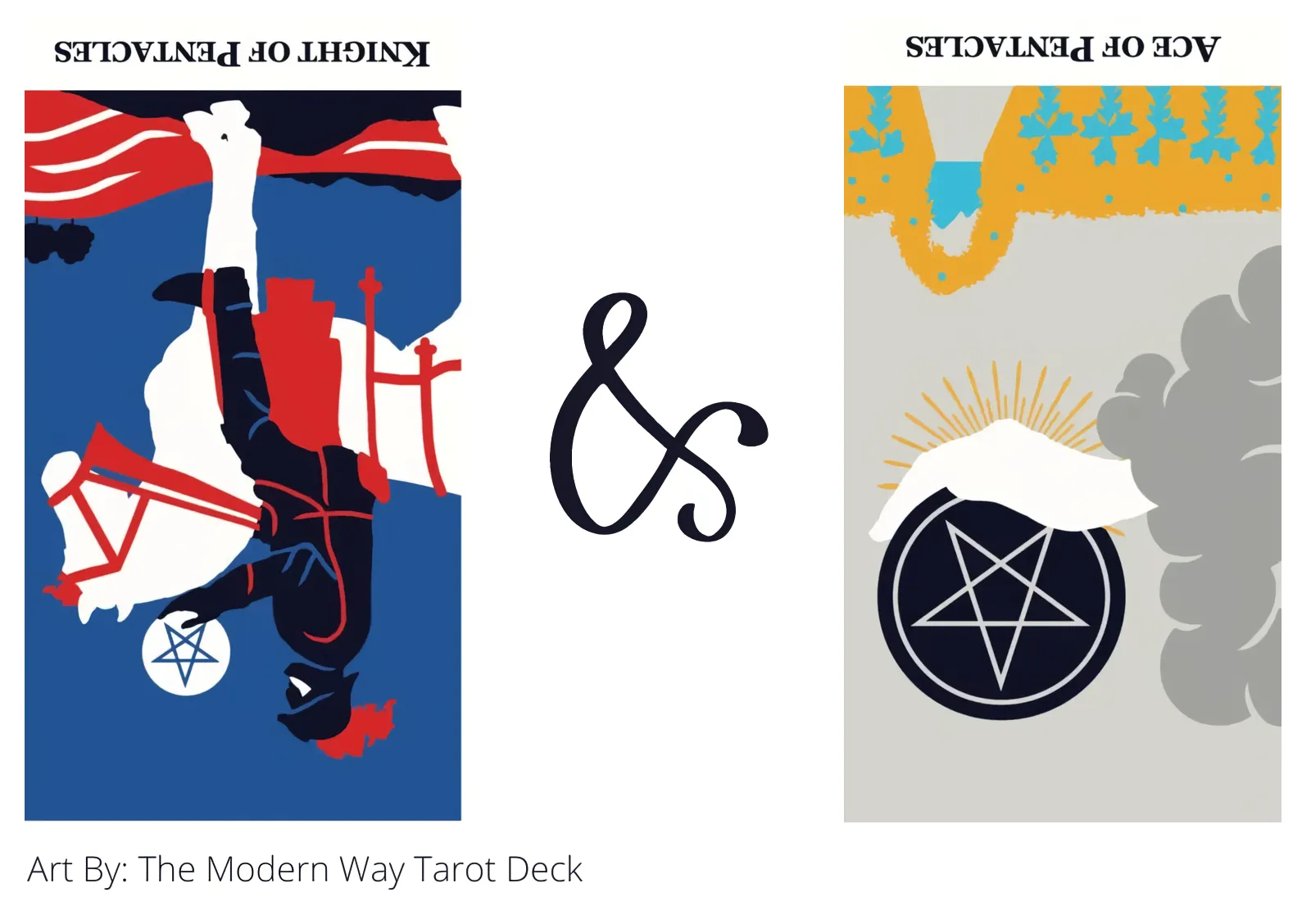 knight of pentacles reversed and ace of pentacles reversed tarot cards together