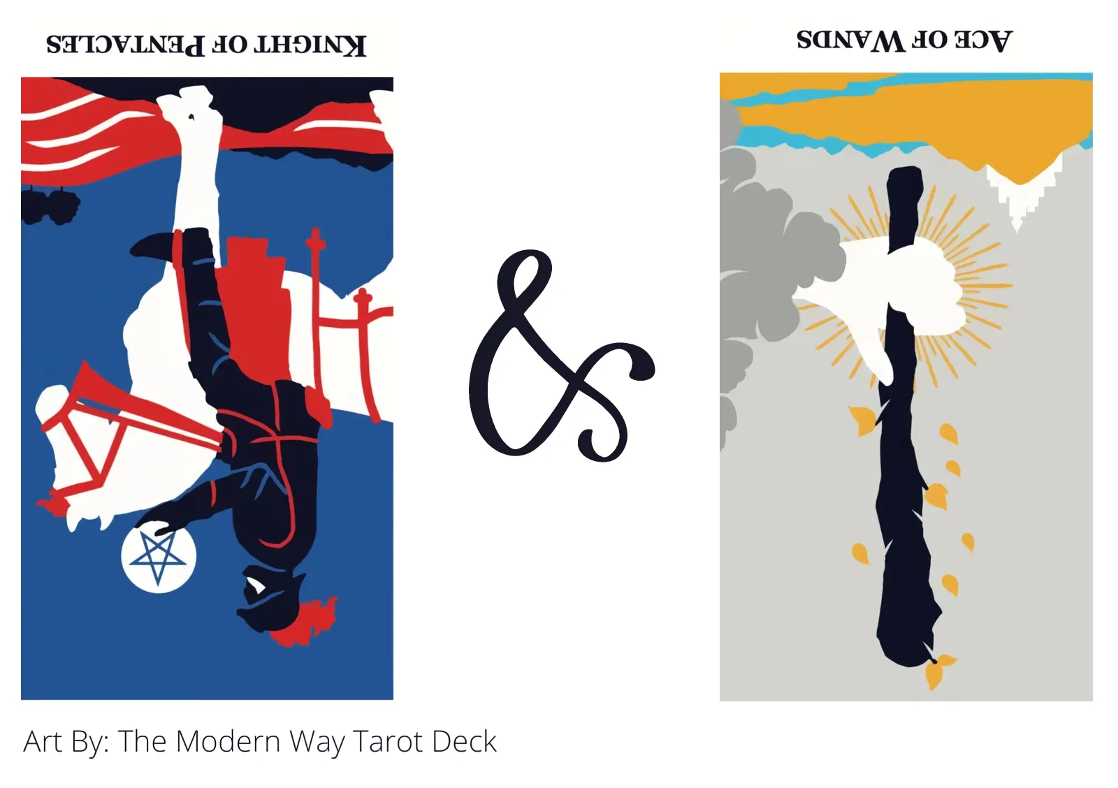 knight of pentacles reversed and ace of wands reversed tarot cards together