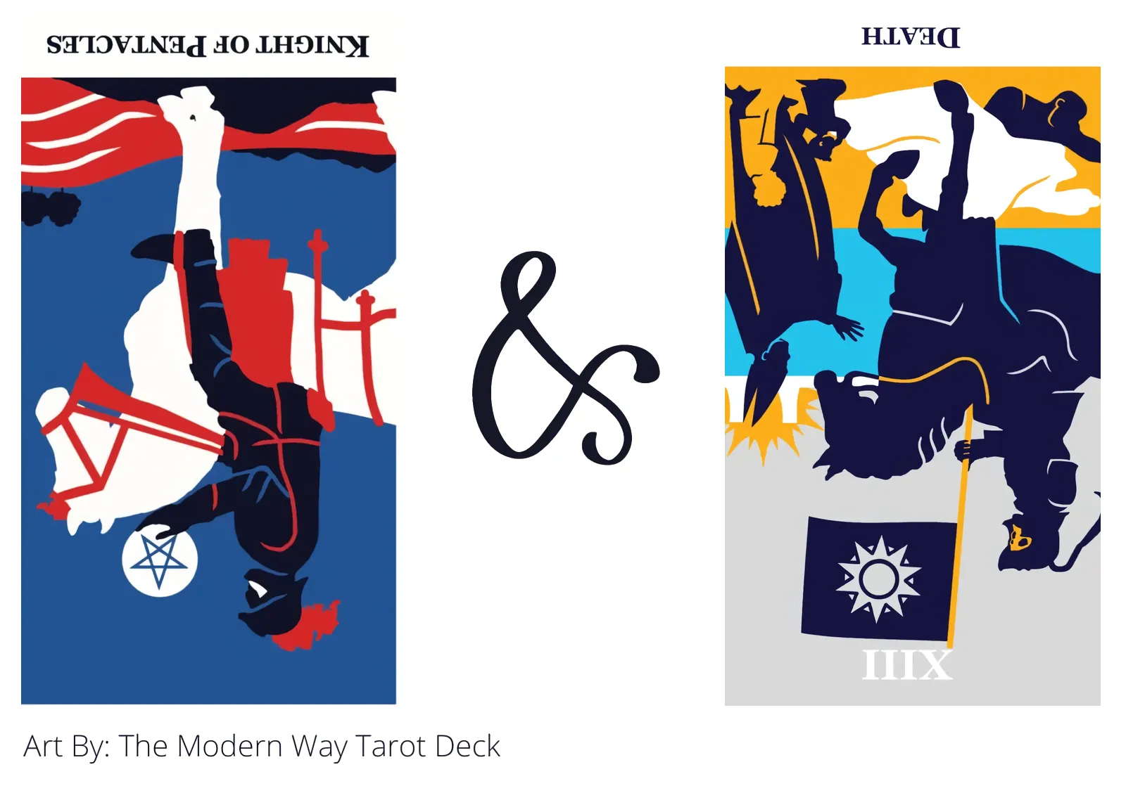 knight of pentacles reversed and death reversed tarot cards together