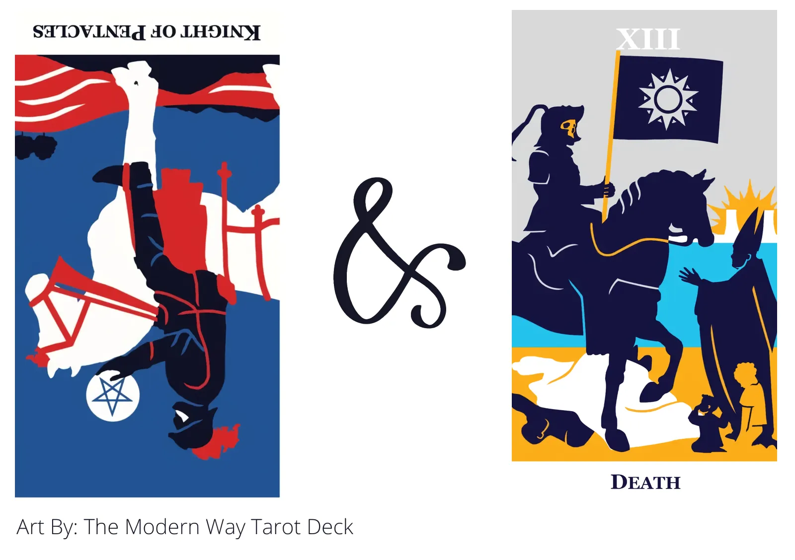 knight of pentacles reversed and death tarot cards together