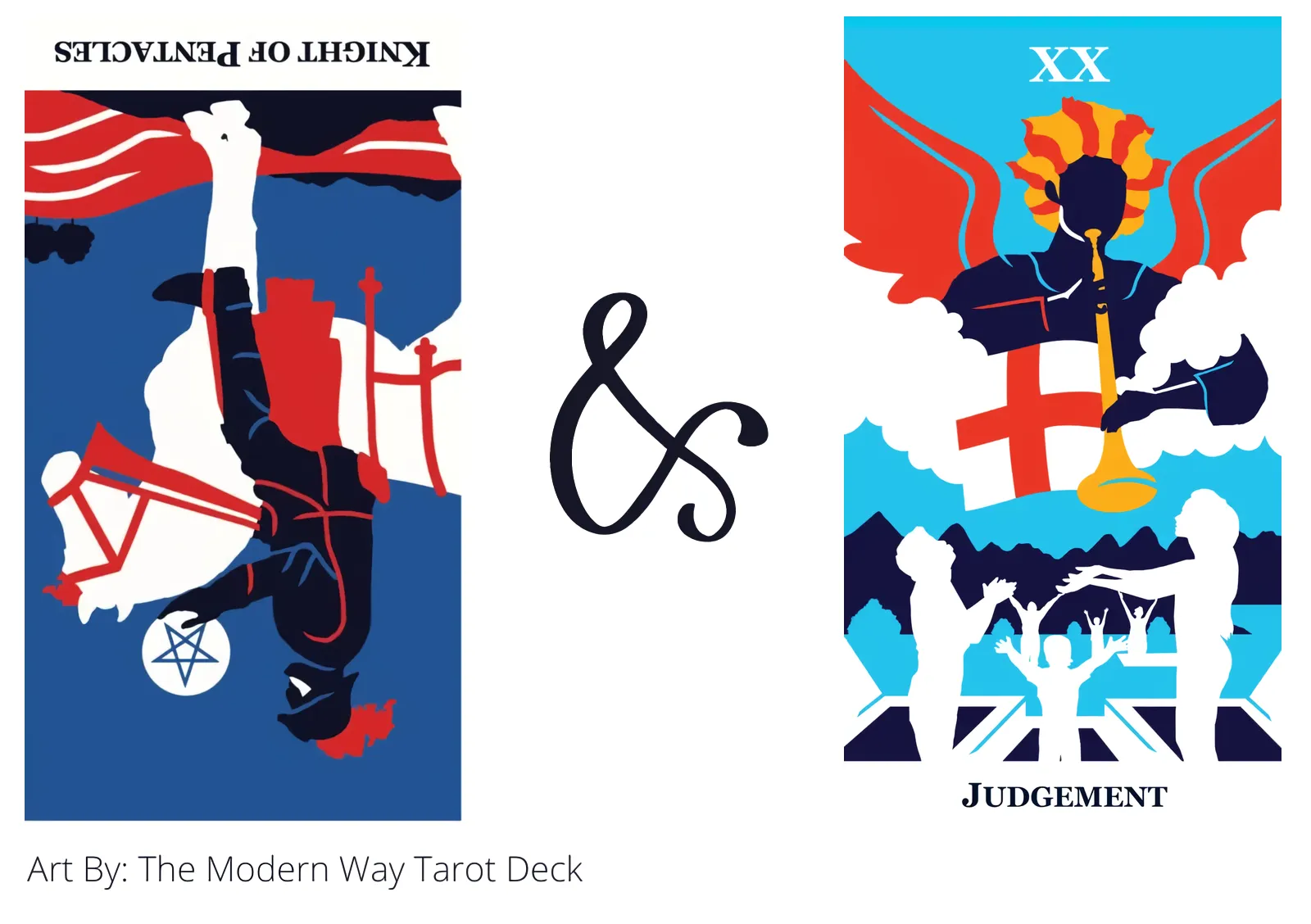 knight of pentacles reversed and judgement tarot cards together