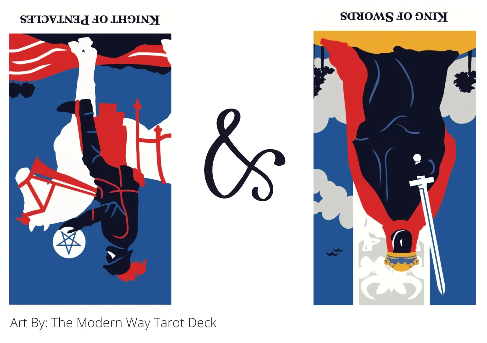 knight of pentacles reversed and king of swords reversed tarot cards together
