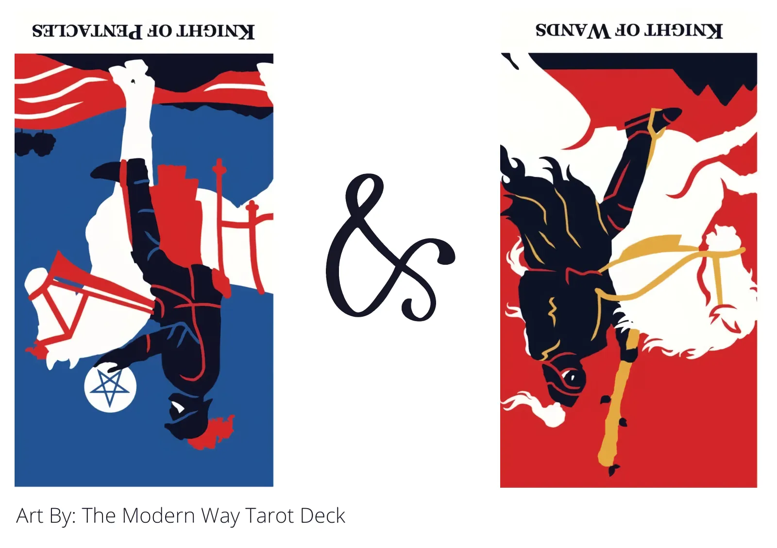 knight of pentacles reversed and knight of wands reversed tarot cards together