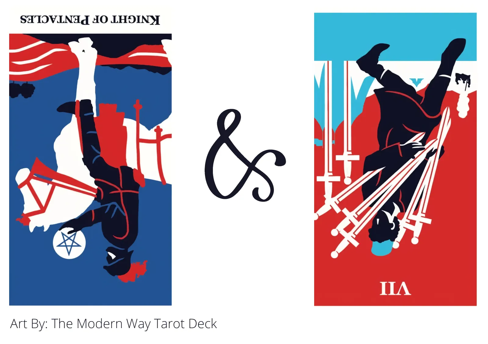 knight of pentacles reversed and seven of swords reversed tarot cards together